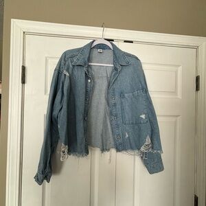 Cropped denim shirt